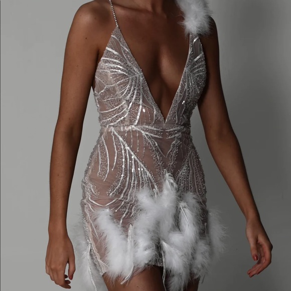 The dolls house-PEARLA DRESS - mini embellished feather dress - Picture 3 of 5